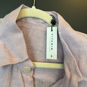 Vitamin A Lavender Linen Blouse